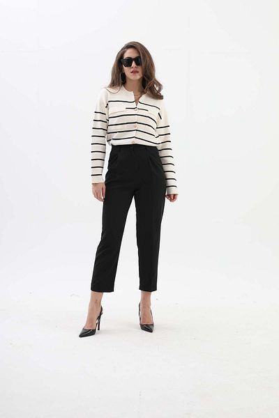 VAPUR TEKSTİL Officer Cut Fabric Trousers with Pockets - Black
