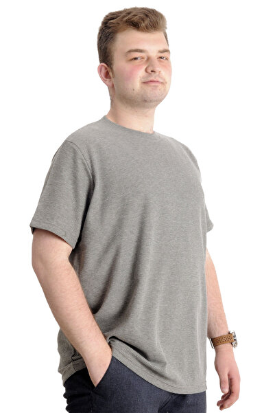 ModeXL Ανδρικό μπλουζάκι Mode Xl Μεγάλο μέγεθος Crew Neck Waffle 20033 Χακί