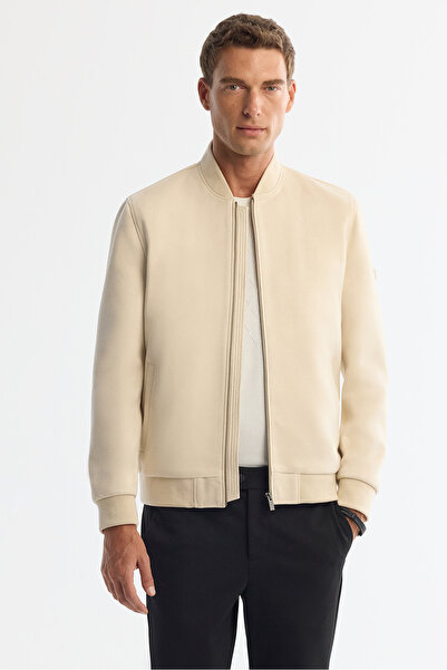Avva Erkek Bej Bomber Yaka Süet Dokulu Mevsimlik Comfort Fit Mont B006045