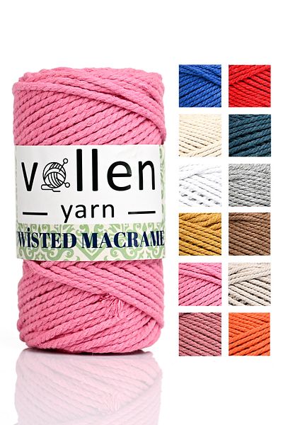 vollen yarn Premium 3 Twist Makrame, Βαμβακερό σχοινί, Three Twist Hobby Twine 250 Gr