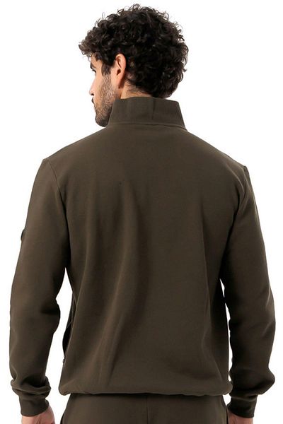 Escetic Ανδρικό χακί χοντρό φλις Slimfit χειμερινό φούτερ T0120