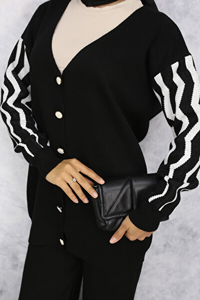 benguen Black Patterned Knitwear Set - 4064 Sleeves