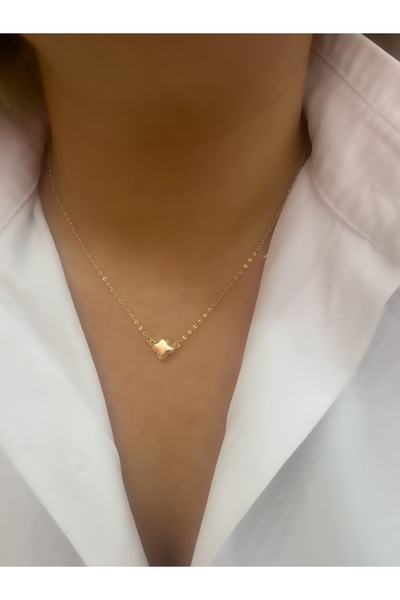 Hicrans Takı MİNİMAL YONCA MODEL ÇELİK KOLYE