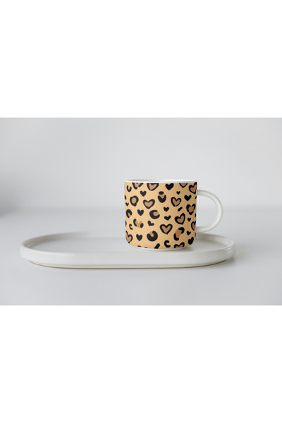 EYBaskı Tasarım Nescafe Fincani - Porcelen, Colorful Leopard Patterned Print