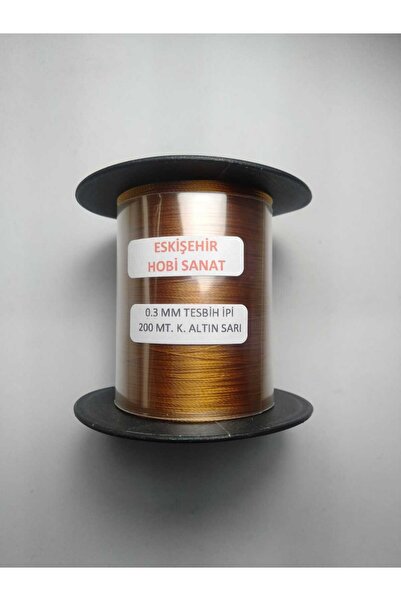 Eskişehir hobi sanat 200 μέτρα Σκούρο Χρυσό Κίτρινο Χρώμα 0,3 mm Λεπτό Σχοινί Ροζάριο