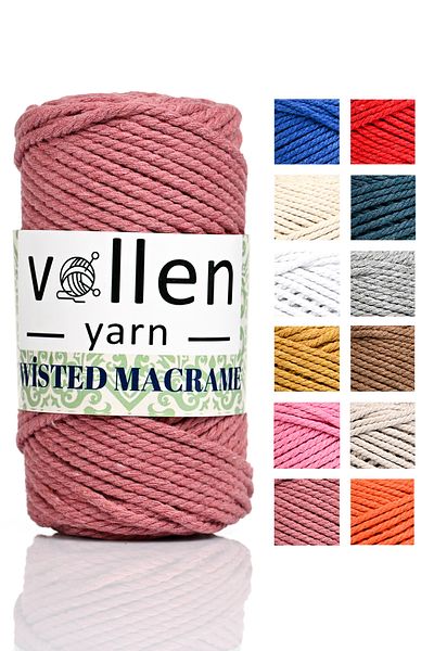 vollen yarn Premium 3 Twist Makrame, Βαμβακερό σχοινί, Three Twist Hobby Twine 250 Gr