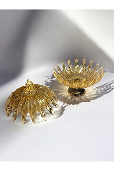 Mia 19 cm Sunflower Ayaklı Şekerlik - Altın Sarısı Şekerlik - Şekerlik