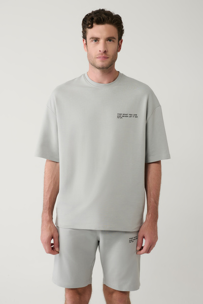 Avva Men's Gray 2 Thread 2 Piece Shorts Set E 001600