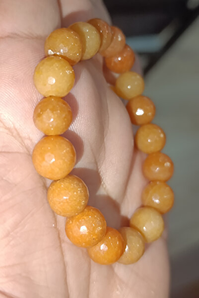TAŞÇIZADE Orange Aventurine Stone 10 mm Facet Cut Natural Stone Bracelet
