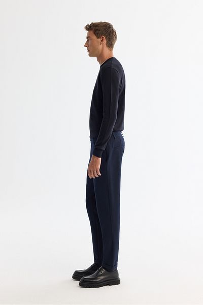Avva Ανδρικό παντελόνι Navy Blue Slim Fit με ελαστικά πλαϊνά Seersucker Chino B003037