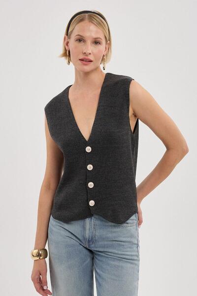 Mossta Vesta Tricotaj Antracit - Nasturi