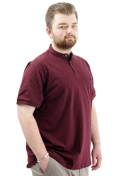 ModeXL Ανδρικό μπλουζάκι - Mode XL, Plus Size, με κουμπιά επάνω, γιακάς, Plum U24339