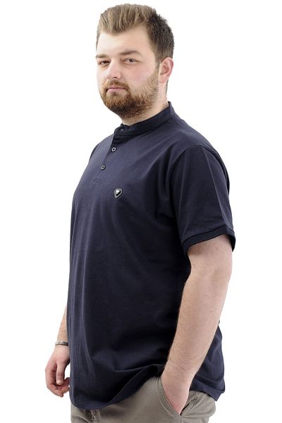 ModeXL Ανδρικό μπλουζάκι - Mode XL, μεγάλο μέγεθος, κουμπιά, γιακάς Judge, Navy U24339