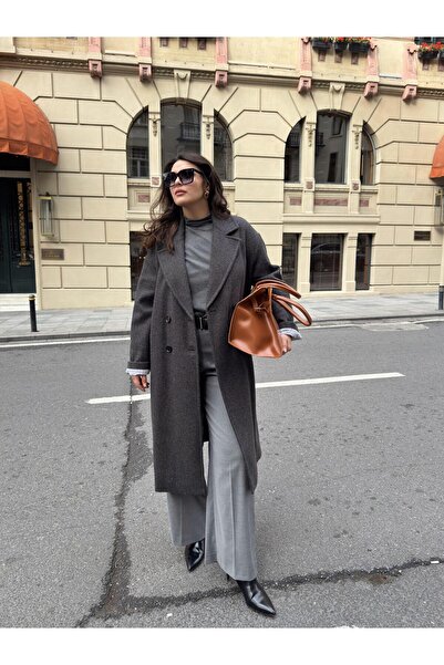 LEONAS XL Size Leather Accessory Detailed Zippered Women's Hand and Shoulder Bag Roman Tan