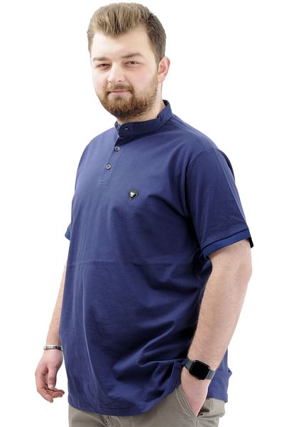 ModeXL Ανδρικό μπλουζάκι - Mode XL, Plus Size, Κομψός γιακάς, Λογότυπο Md, Indigo 22326