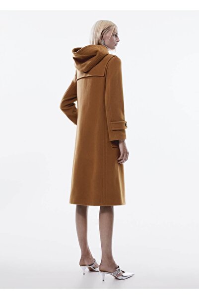 MANGO Woman Yün karışımlı kapüşonlu kaban