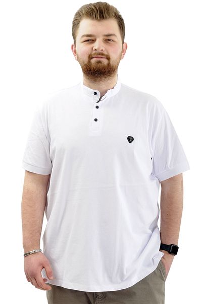 ModeXL Ανδρικό μπλουζάκι - Mode XL, μεγάλο μέγεθος, κουμπιά, γιακάς Judge, λευκό U24339