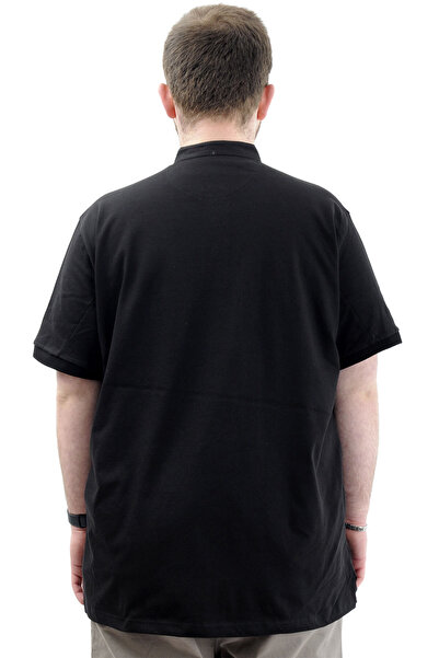 ModeXL Ανδρικό μπλουζάκι με μαύρο γιακά με κουμπιά, Plus Size, Mode XL U24339