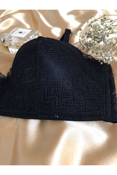 chiara grazia Black Bra Without Filling with Lace