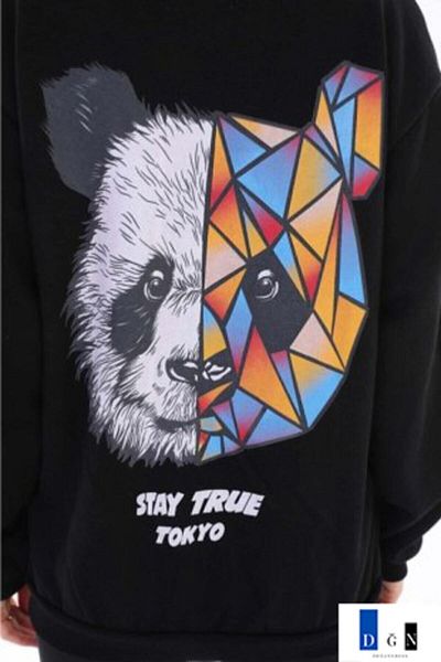 Moda Glo Dear Couple Combinations Panda Design 2 Produs Hanorac negru cu glugă