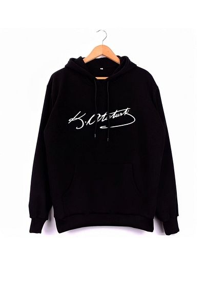 Moda Glo Αττατούρκ Γραμμένο 10 Νοεμβρίου Unisex Φούτερ με Κουκούλα - 2 Νήματα Τελειωμένο