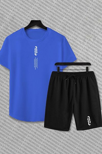 hello tekstil Vertical Printed Shorts and T-Shirt Set,Trendy Fashion Summer Set