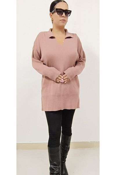 AKŞEN GİYİM PLUS SIZE POLO NECK STEEL KNITTING 46-48-50 SIZE FIT POLO NECK TRICOT Pullover