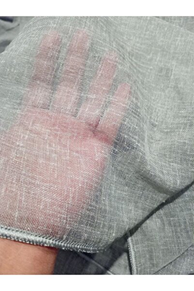 MebelPort Curtain Keten Tül 1/3 Sıklık Boru Pileli Gri Renk