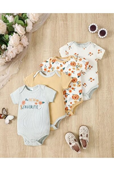 naynes 4 Pieces in Package for Girls and Boys - Short Sleeve Baby Bodysuit, (...