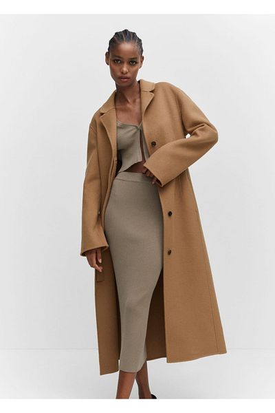 MANGO Woman Ručně vyráběný oversize vlněný kabát