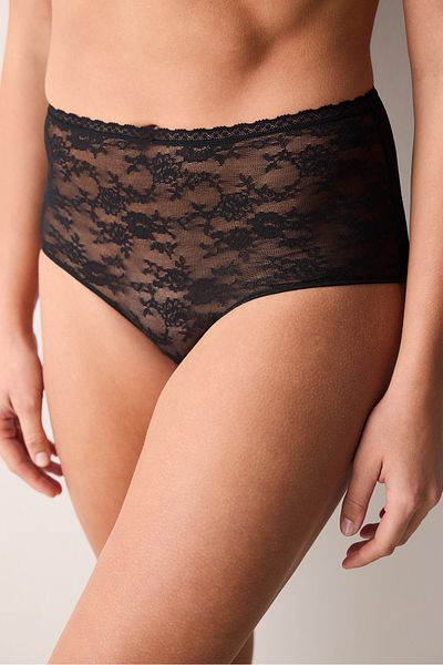 Penti Chiloți negri cu talie înaltă Easy Lace Slip