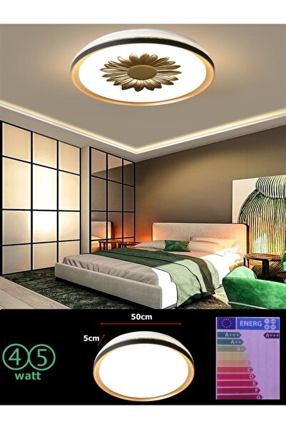 Gökyüzü Panel Papatya baskılı, gold 50cm,Yuvarlak, 45watt, beyaz ışık, ledli ...