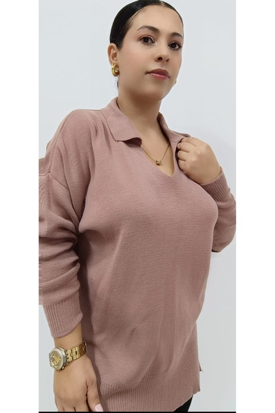 AKŞEN GİYİM BÜYÜK BEDEN POLO YAKA ÇELİK ÖRGÜ 46-48-50 BEDENE UYGUN POLO YAKA TRİKO KAZAK