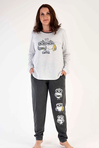 VİENETTA Women's Plus Size Long Sleeve I Pajama Suit, 303282