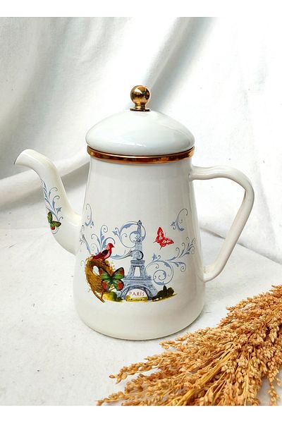 EBRULİEMAYE Paris Enamel Pitcher Coffee Tea Pot Presentation Oil Pot