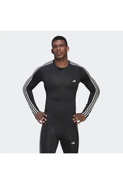 adidas Men Tech Fit Long Sleeve Training T-shirt, Black
