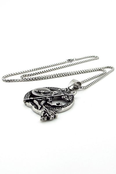 Solfera Athena Goddess of War Ancient Greek Symbol Titanium Steel Men's Necklace Q0929