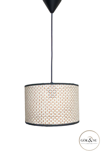 Göksu Lighting Rattan Single Pendant Lamp Chandelier Kitchen Bathroom Entrance Living Room