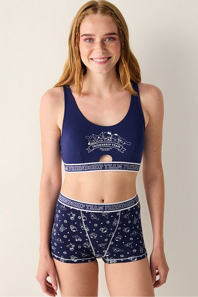 Penti Marineblaues, wattiertes, abnehmbares Oberteil – Sanrio-Kollektion