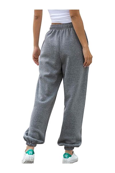 twentyone Pantaloni de trening gri pentru damă, cu două fire, cu talie elastică