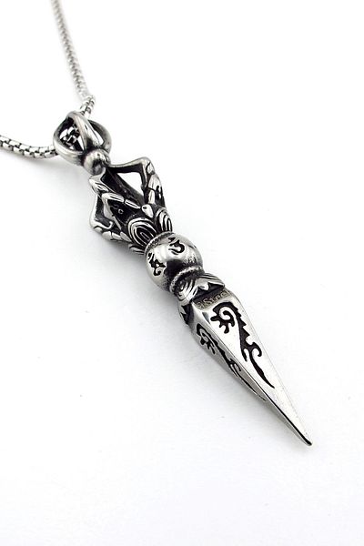 Solfera Viking Warrior Spearhead - Nordic Scandinavian Rune Titanium Men's Necklace Q0917