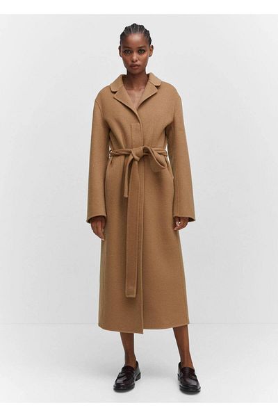 MANGO Woman Ručně vyráběný oversize vlněný kabát