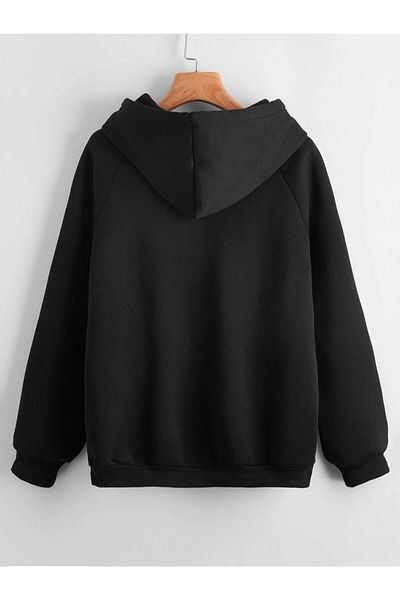 Moda Glo Hanorac unisex negru cu litere Michigan imprimat