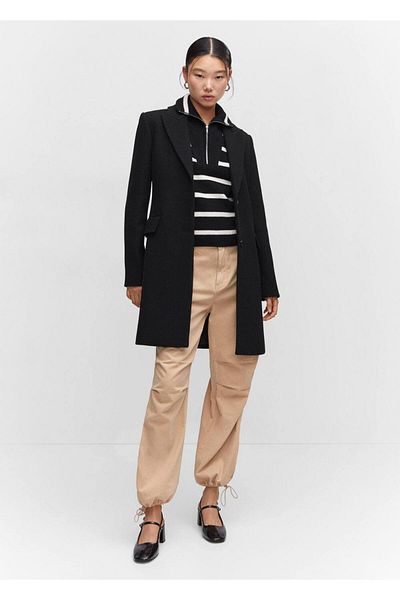 MANGO Woman Straight cut overcoat with flap