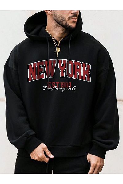 Moda Glo Φούτερ Unisex Μπορντό με γραφή New York