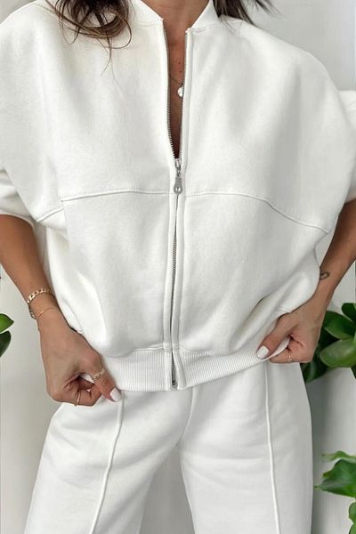 Flow Mi̇sseale 3 Thread Trousers Sweat Set with Stitching Detail on the Front