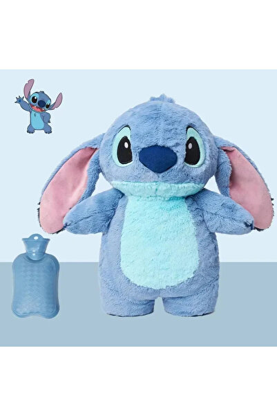 Tasarım Stitch Sıcak Su Torbası Peluş Kılıfı ve Sıcak Su Torbası Mavi
