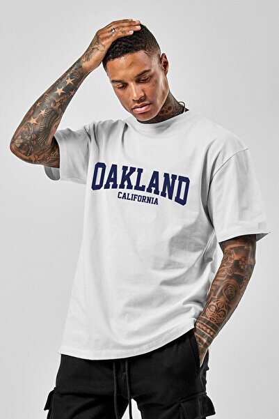 donamod Unisex Oakland Printed Oersize Combed Cotton T-shirt T-Shirt