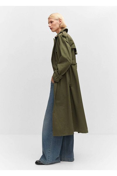 MANGO Woman Collared cotton trench coat