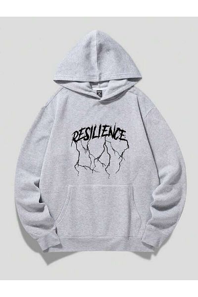 Favorim50ton Unisex Gray Resilience Printed Raised Sweatshirt